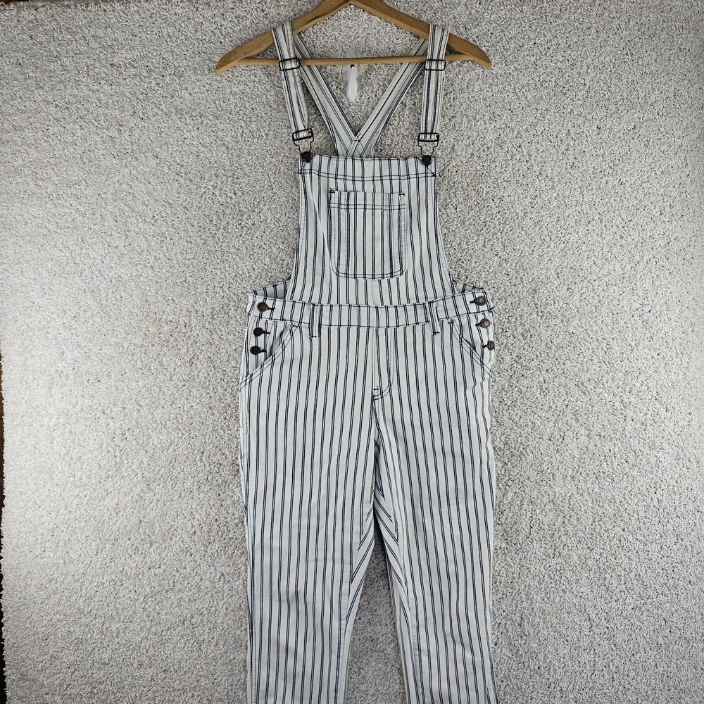 Judy Blue Overalls Bibs Railroad Hickory Stripe Denim Dungarees Sz M Cottagecore